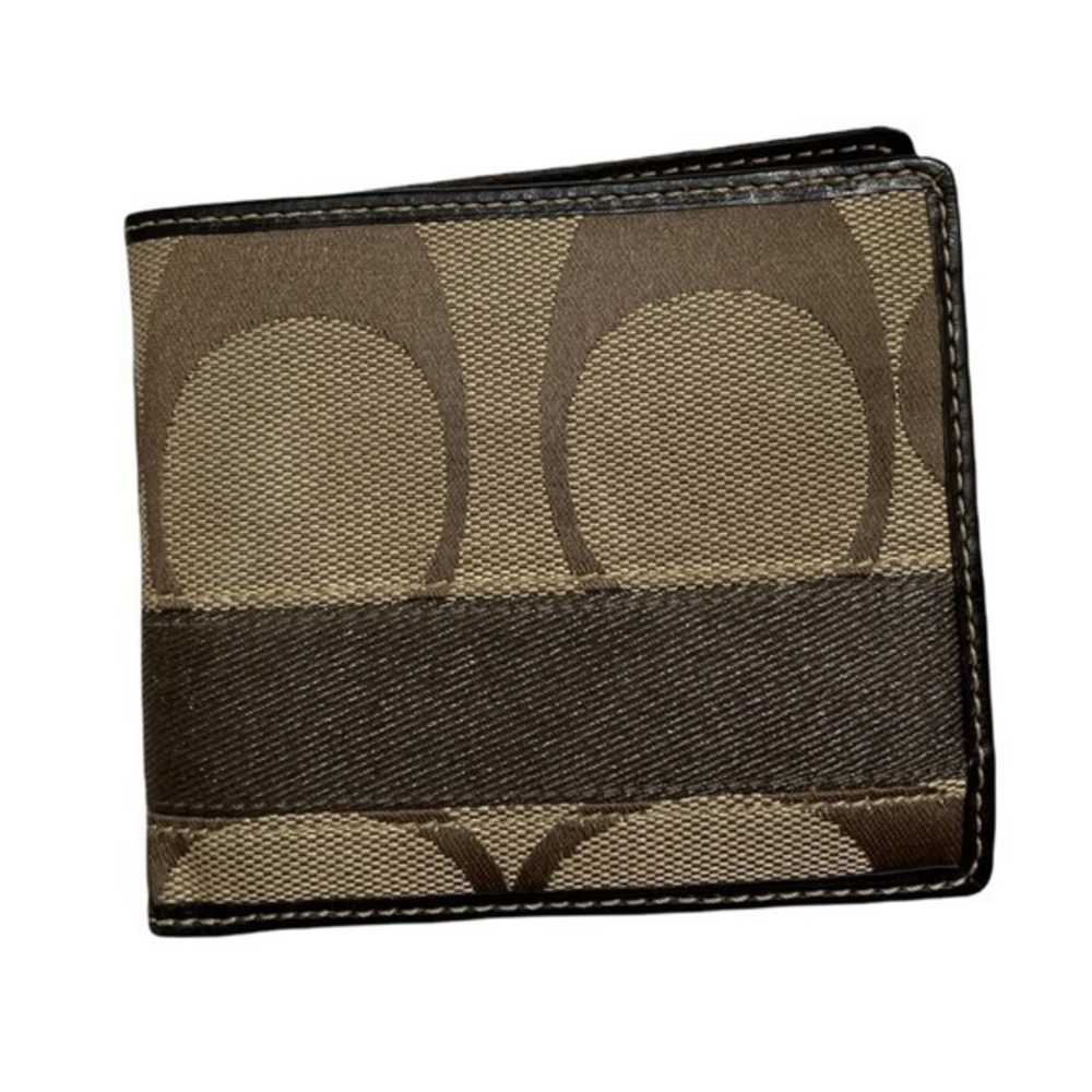 Coach vintage y2k rare signature c brown striped mens bifold wallet rare